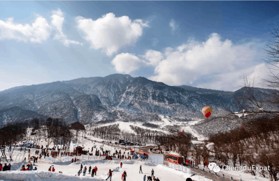 Young women sliding down the slope, Xiling Ski Resort, Xiling Snow Mountain,  Dayi County, Sichuan Province, China Stock Photo - Alamy