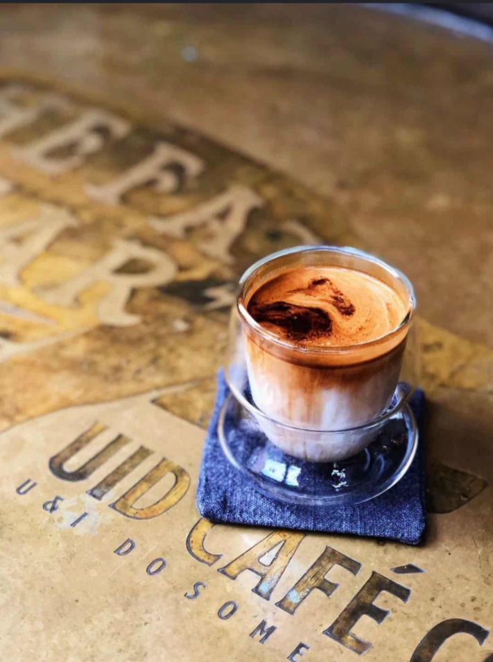 Freshly prepared coffee served at UID Creative Cafe in Chengdu