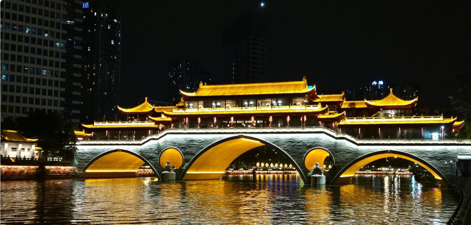 Exterior view of The Bridge Bar Chengdu on Anshun Bridge