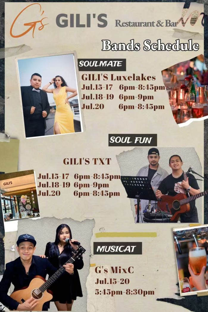 July 15 20 Live Music @GILIS Restaurants and Bars 1