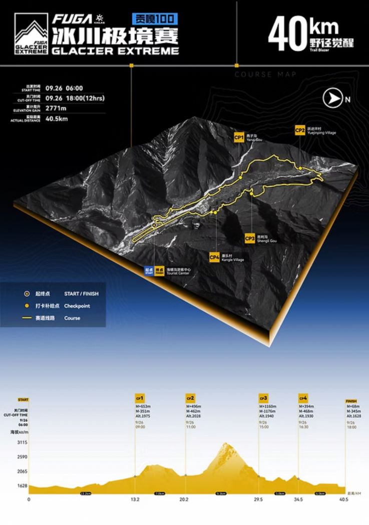 2026 FUGA Glacier Extreme Gongga 100 40km map sichuan china chengdu chengdu expat 1